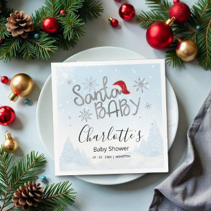 Santa Baby Christmas Boy Baby Shower Napkin