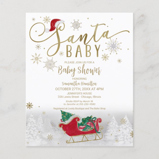 Santa Baby Christmas Budget Baby Shower Invitation (Front)