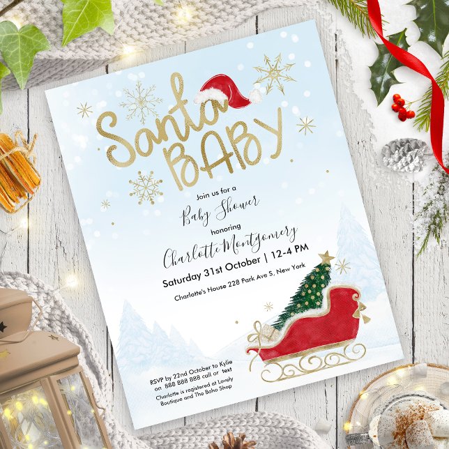 Santa Baby Christmas Budget Baby Shower Invitation (Creator Uploaded)