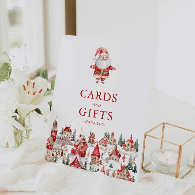 Santa Baby Christmas Cards and Gifts Pedestal Sign (Merry Little Christmas Cards and Gifts Sign)