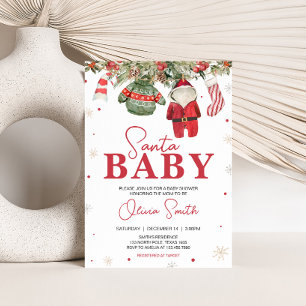 Santa Baby Christmas Clothes Baby Shower Invitation