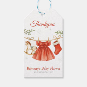 Santa Baby Christmas Clothesline Girl Baby Shower Gift Tags