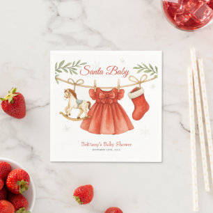 Santa Baby Christmas Clothesline Girl Baby Shower Napkin