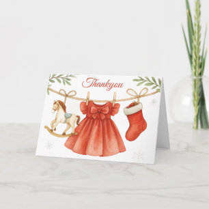 Santa Baby Christmas Clothesline Girl Baby Shower Thank You Card