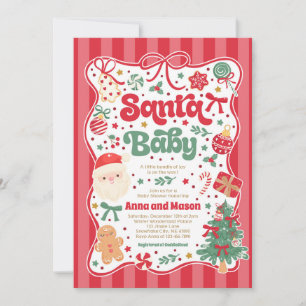 Santa Baby Christmas Coquette Bow Baby Shower Invitation