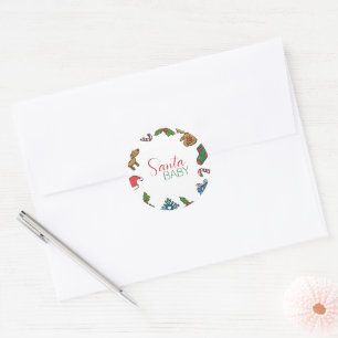 Santa Baby Christmas Gender Neutral Baby Shower Classic Round Sticker