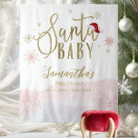 Santa Baby Christmas Girl Baby Shower Backdrop Tapestry<br><div class="desc">Adorable calligraphy with snowflakes,  winter-themed baby shower invitations. Easy to personalize with your details. Check the collection to find matching items as enclosure cards.</div>
