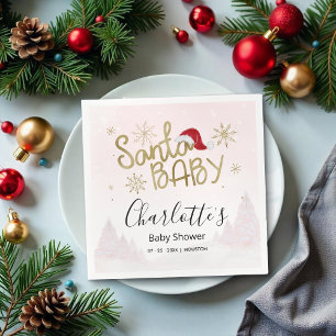 Santa Baby Christmas Girl Baby Shower Napkin