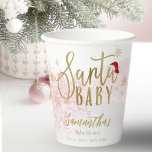 Santa Baby Christmas Girl Baby Shower Paper Cups<br><div class="desc">Adorable calligraphy with snowflakes,  winter-themed baby shower invitations. Easy to personalize with your details. Check the collection to find matching items as enclosure cards.</div>