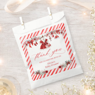 Santa Baby Christmas Girl Baby Shower Thank You Favour Bag