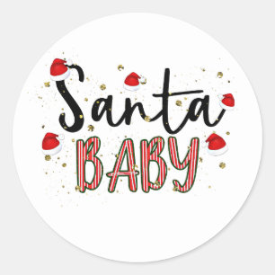 Santa Baby Christmas Holiday Festive Type Classic Round Sticker