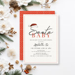 Santa Baby Christmas Holiday Minimal Baby Shower Invitation<br><div class="desc">This minimalist "santa baby" gender-neutral baby shower invitation features a cream background with Santa hat. The reverse side features a red background with geometric patterns. Personalize it for your needs. You can find matching products at my store.</div>