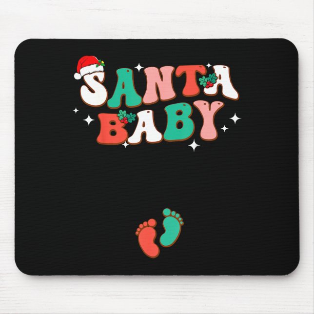 Santa Baby Christmas Pregnancy Announcement Pregna Mouse Pad (Front)