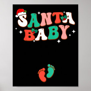Santa Baby Christmas Pregnancy Announcement Pregna Poster