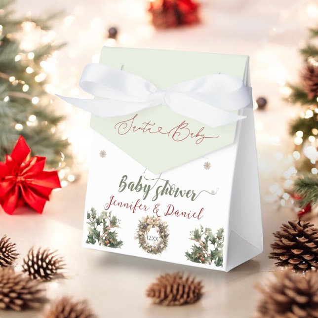Santa Baby Christmas Red Green Winter Baby Shower  Favor Box (Creator Uploaded)