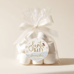 Santa Baby Christmas Winter Baby Shower Classic Round Sticker<br><div class="desc">Adorable calligraphy with snowflakes,  winter-themed baby shower invitations. Easy to personalize with your details. Check the collection to find matching items as enclosure cards.</div>