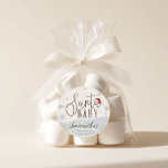 Santa Baby Christmas Winter Baby Shower Classic Round Sticker<br><div class="desc">Adorable calligraphy with snowflakes,  winter-themed baby shower invitations. Easy to personalize with your details. Check the collection to find matching items as enclosure cards.</div>