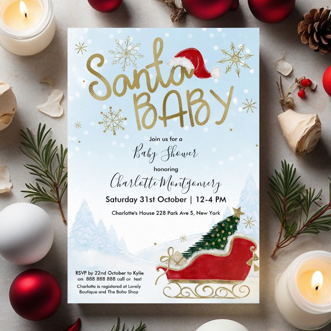Santa Baby Christmas Winter Baby Shower Invitation (Creator Uploaded)