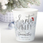 Santa Baby Christmas Winter Baby Shower Paper Cups<br><div class="desc">Adorable calligraphy with snowflakes,  winter-themed baby shower invitations. Easy to personalize with your details. Check the collection to find matching items as enclosure cards.</div>