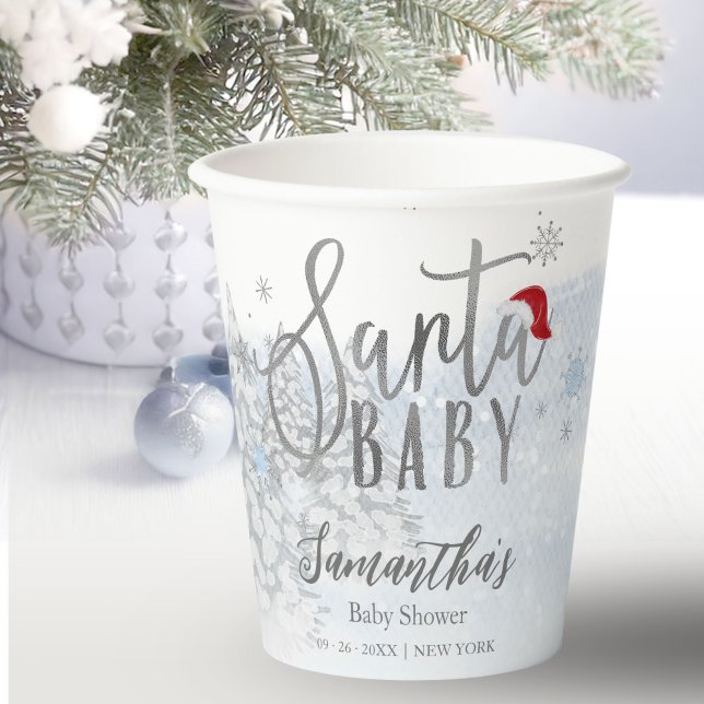 Santa Baby Christmas Winter Baby Shower Paper Cups (Creator Uploaded)