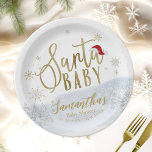 Santa Baby Christmas Winter Baby Shower Paper Plate<br><div class="desc">Adorable calligraphy with snowflakes,  winter-themed baby shower invitations. Easy to personalize with your details. Check the collection to find matching items as enclosure cards.</div>