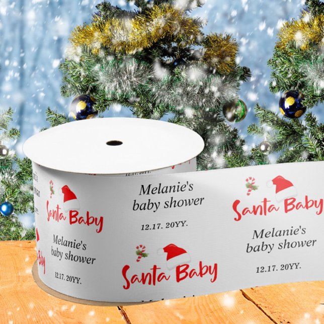 Santa Baby Christmas Winter Baby Shower Satin Ribbon (Creator Uploaded)