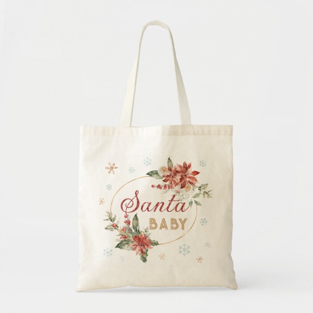 Santa Baby Christmas Winter Retro Grocery Shopping Tote Bag (Front)