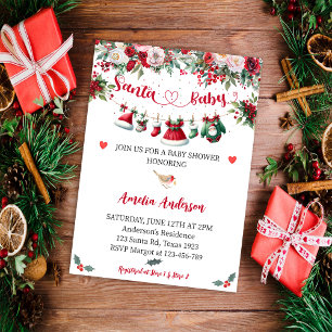 Santa Baby Clothes Christmas Winter Baby Shower Invitation
