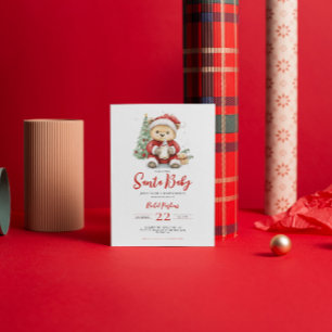 Santa Baby Cute Bear Christmas Baby Shower Invitation
