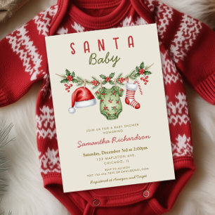 Santa Baby cute clothes Christmas baby shower Invitation
