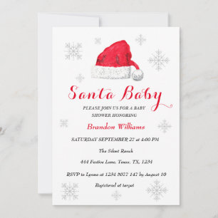 Santa Baby December Winter Red Baby shower Invitation