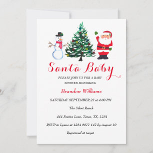 Santa Baby December Winter Red Baby shower Invitation