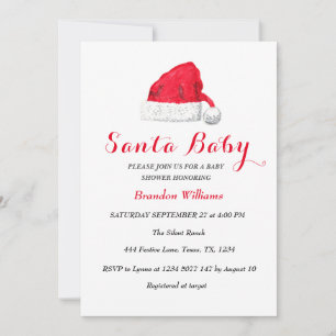 Santa Baby December Winter Red Baby shower Invitation