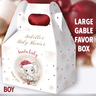 Santa Baby Elephant Christmas Baby Shower Large Favor Box