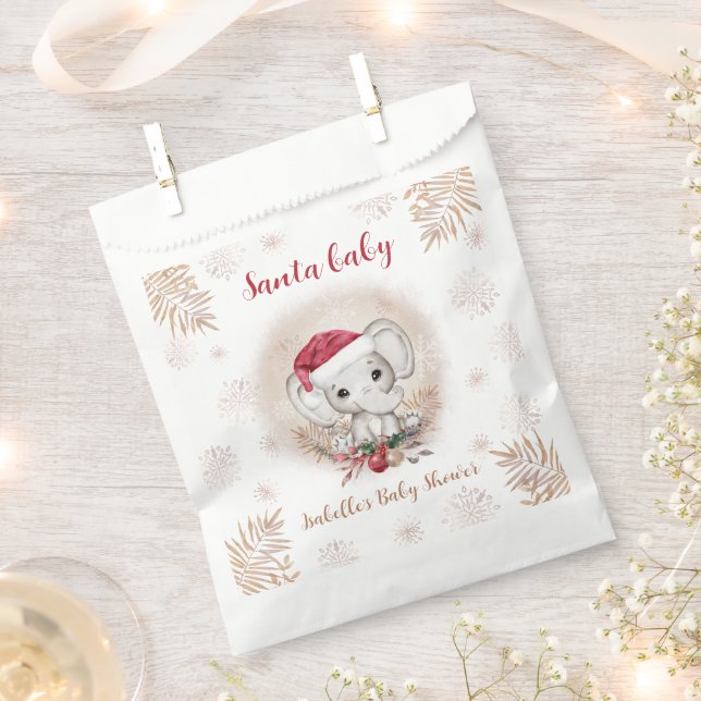 Santa Baby Elephant Christmas Boy Baby Shower Favour Bag (Clipped)