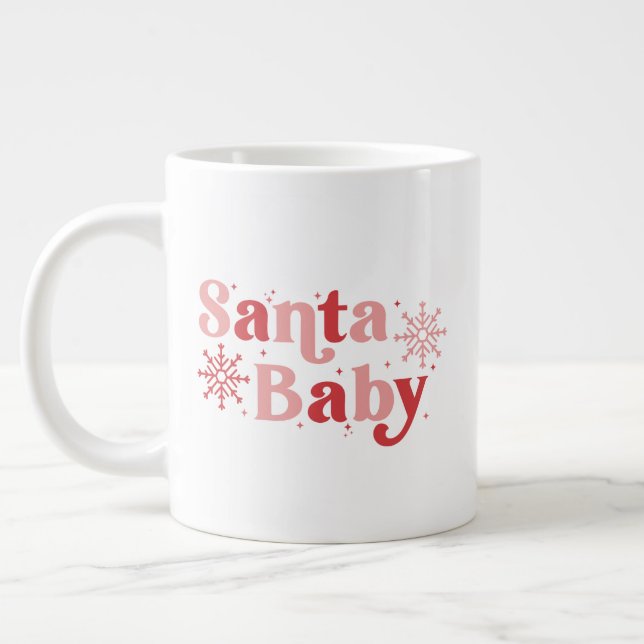 Santa Baby - Fun Holiday Typography Design Large Coffee Mug (Left)