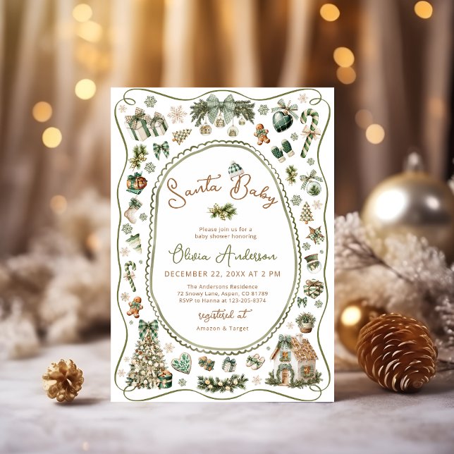 Santa Baby Gender Neutral Baby Shower Invitation (Creator Uploaded)