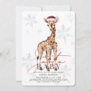 Santa Baby Giraffe Snowflakes Baby Shower Invitation