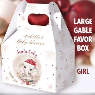 Santa Baby Girl Christmas Baby Shower Large Favor Box