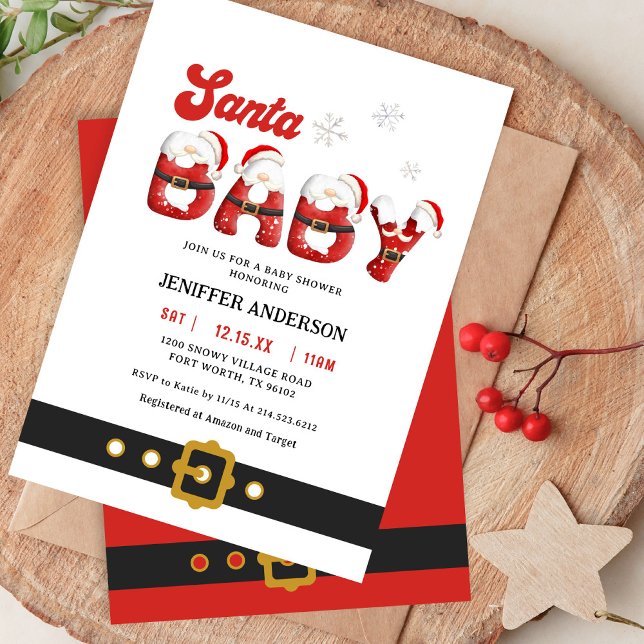 Santa Baby Holiday Baby Shower Invitation (Creator Uploaded)