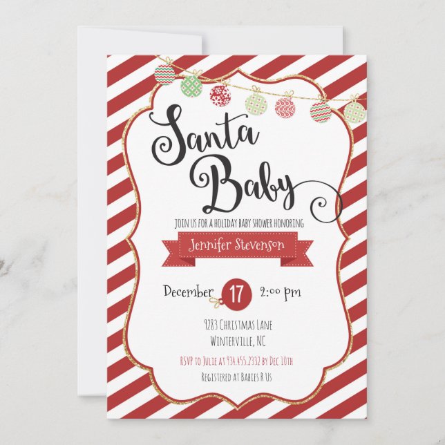 Santa Baby Holiday Baby Shower Invitation (Front)