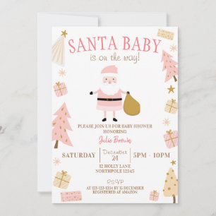 Santa Baby is on the way, Christmas Baby Shower Invitation
