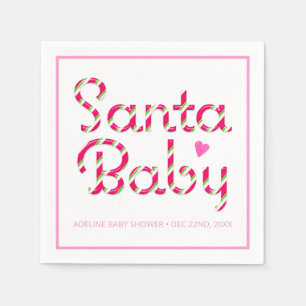 Santa Baby Pink Baby Shower Napkins