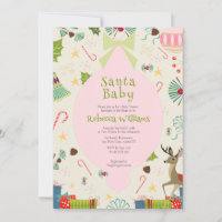 Santa Baby Pink Mid Century Modern Baby Shower 