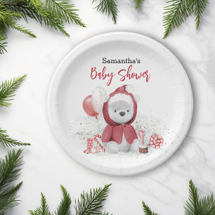 Santa Baby Polar Teddy Bear Christmas  Paper Plate