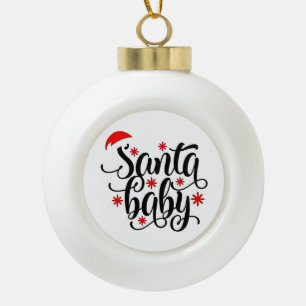 Santa Baby Pregnancy Announcement Christmas Santa Ceramic Ball Christmas Ornament