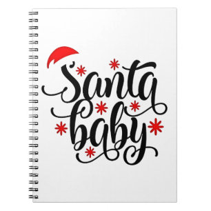 Santa Baby Pregnancy Announcement Christmas Santa Notebook