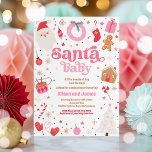 Santa Baby Red And Pink Christmas Baby Shower Invitation<br><div class="desc">Santa Baby Red And Pink Christmas Baby Shower Invitation</div>