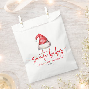Santa Baby Red Hat Christmas Holiday Baby Shower Favour Bag