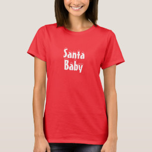 Santa Baby red white snow text cute Christmas T-Shirt